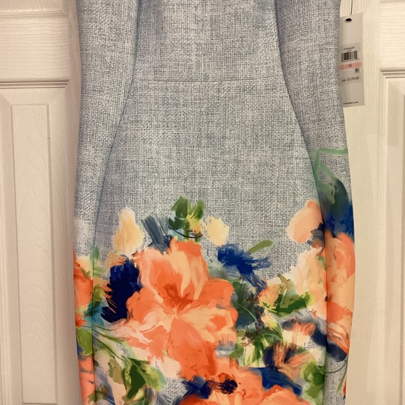 Calvin Klein Blue Floral Scuba Sheath Dress - Picture 2 of 10